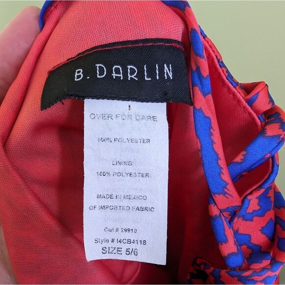 B Darlin dress orange blue strappy shirt fit & flare Aztec geometric 5 6 - Picture 6 of 6